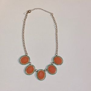 Salmon/coral and teal summer necklace.